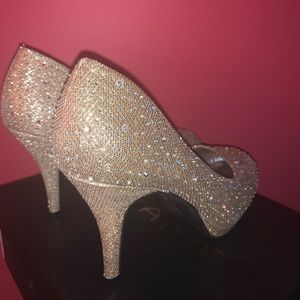light gold sparkly sequence heel